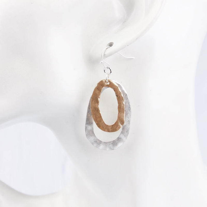 Wholesale Sand silver dual color electroplated irregular elliptical geometric earrings for women, earrings and pendants