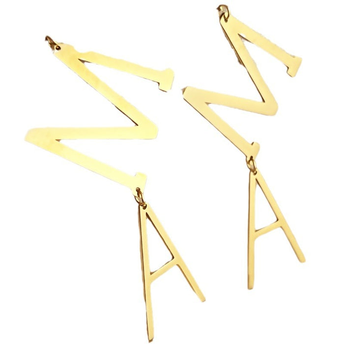 Wholesale Simple Golden Love Long Mother's Day Mama Stainless Steel Earrings JDC-ES-YiSeng001