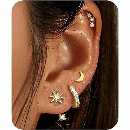 Wholesale Fashionable and classic earrings with 3 diamond studded earrings, paired with a stylish earring set