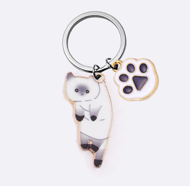 Wholesale Cute cartoon Cat keychain alloy dripping accessories student backpack pendant small gift