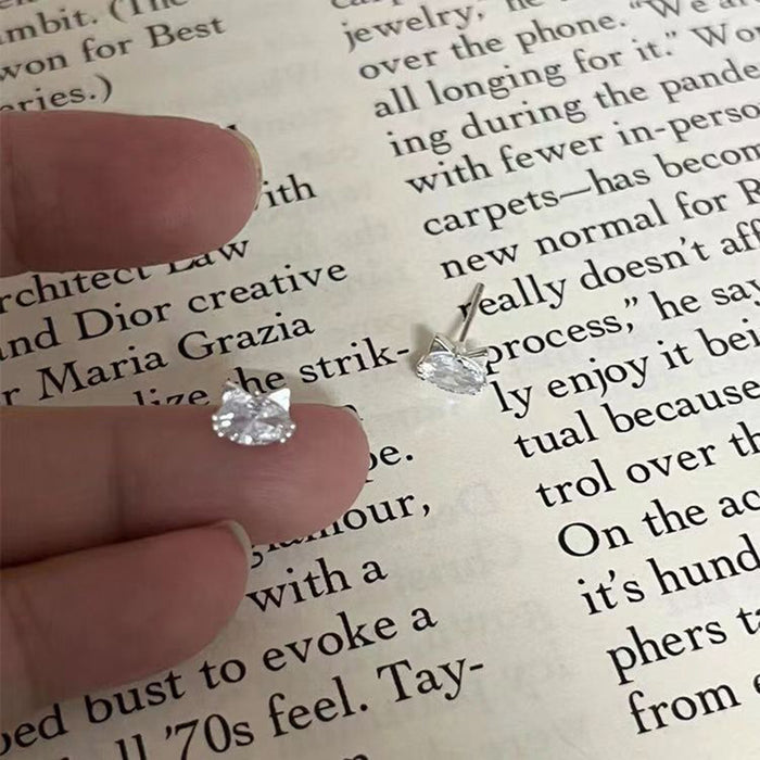 Wholesale Cat Earrings Female Simple Zircon Earrings Sweet Commuter Mini Accessories