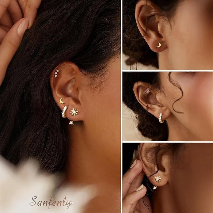 Wholesale Fashionable and classic earrings with 3 diamond studded earrings, paired with a stylish earring set