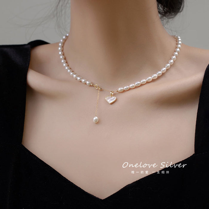 Wholesale Pearl necklace light luxury niche love necklace simple and versatile fashion pearl chain