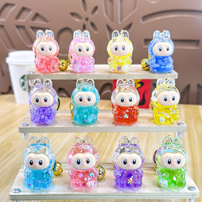 Wholesale Acrylic Bunny Quicksand Keychain Luminous Flashing Cute Doll Bag Gift Keychain