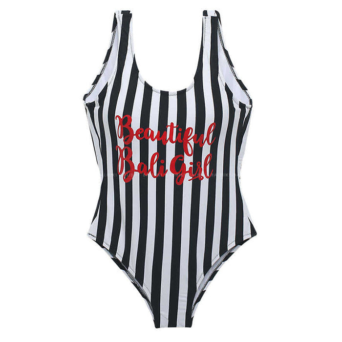 Wholesale Sleeveless striped swimsuit