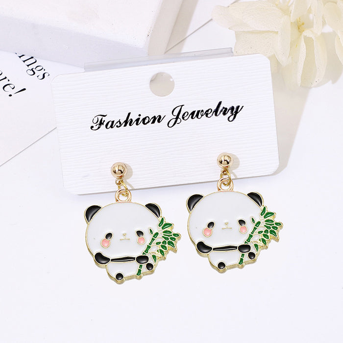 Wholesale Cartoon Panda Ethnic Style Earrings S925 Silver Needle Fashion Accessory Gift MOQ≥2