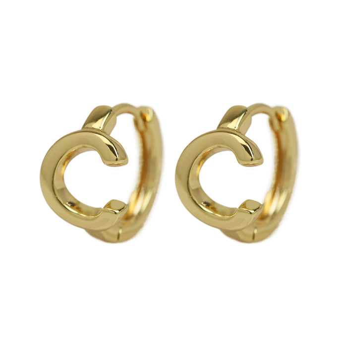 Wholesale  18k gold high-polished brass simple 26 English letters earrings