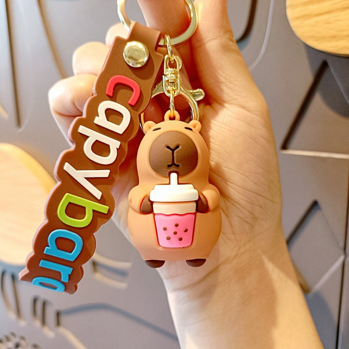 Wholesale Cartoon Keychain Internet Celebrity Cute Capybara Doll Children' s School Bag Pendant Car Key Chain Accessories