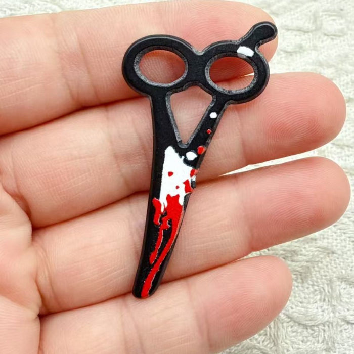 Wholesale 10pcs  Acrylic Scissors and Axe Novelty Props Double-sided Printed Pendant DIY Earrings and Bracelets