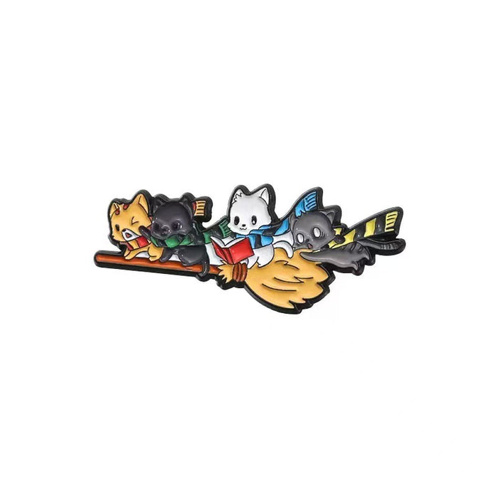 Wholesale Zinc Alloy Baked Enamel Cartoon Brooch Magic Potion Cat Book Bag Charm Decorative Gift MOQ≥2