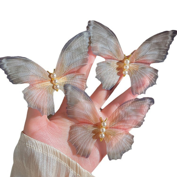 Wholesale Double layer mesh butterfly hair clip, hairpin, butterfly gradient headband, hair accessories