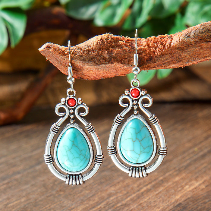 Wholesale 2pcs Bohemian Turquoise Retro Distinctive Earrings