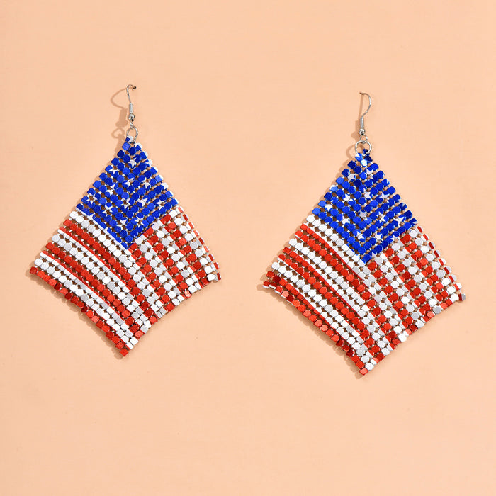 Wholesale Star Sequins American Flag Independence Day Earrings JDC-ES-YeB001