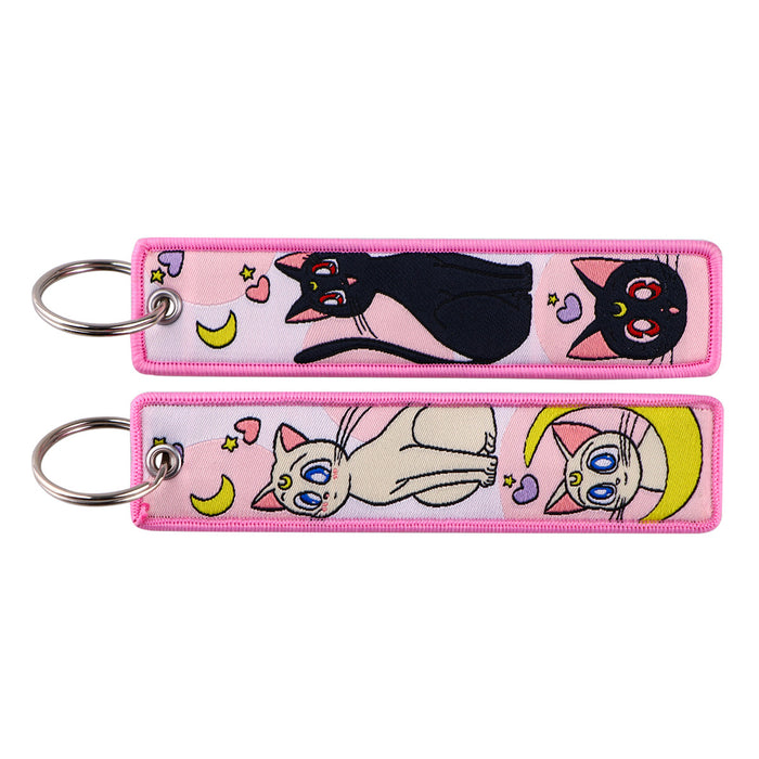 Wholesale Cartoon Label Keychain Lanyard Campus Access Woven Fabric Handmade