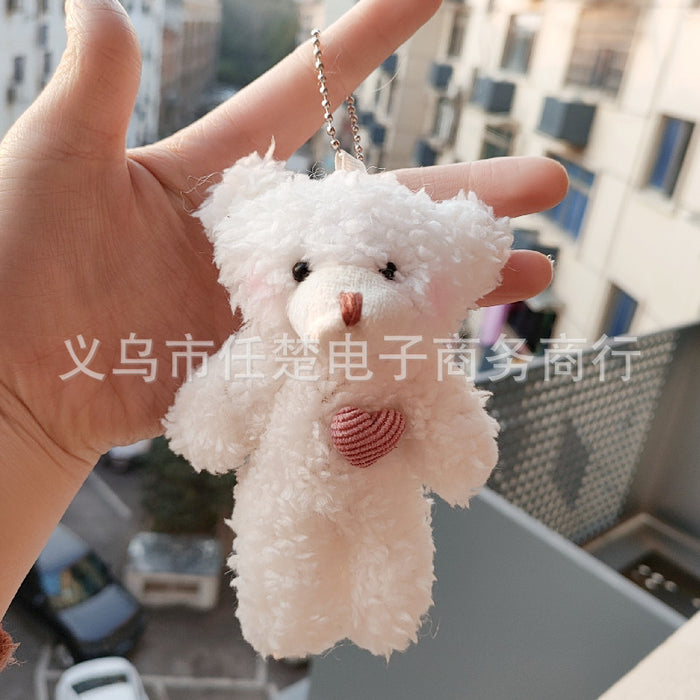 Wholesale Cute Powder Blusher Bear Pendant Plush Bag Pendant Female Conjoined Bear Creative Key Chain Doll JDC-KC-RC003