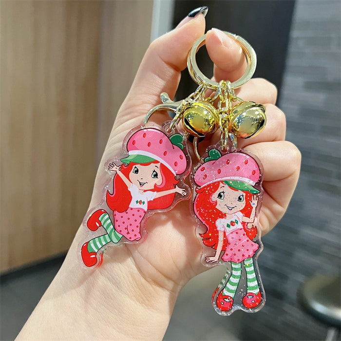 Wholesale 5 PCS Cute pink acrylic keychain with fine shimmer