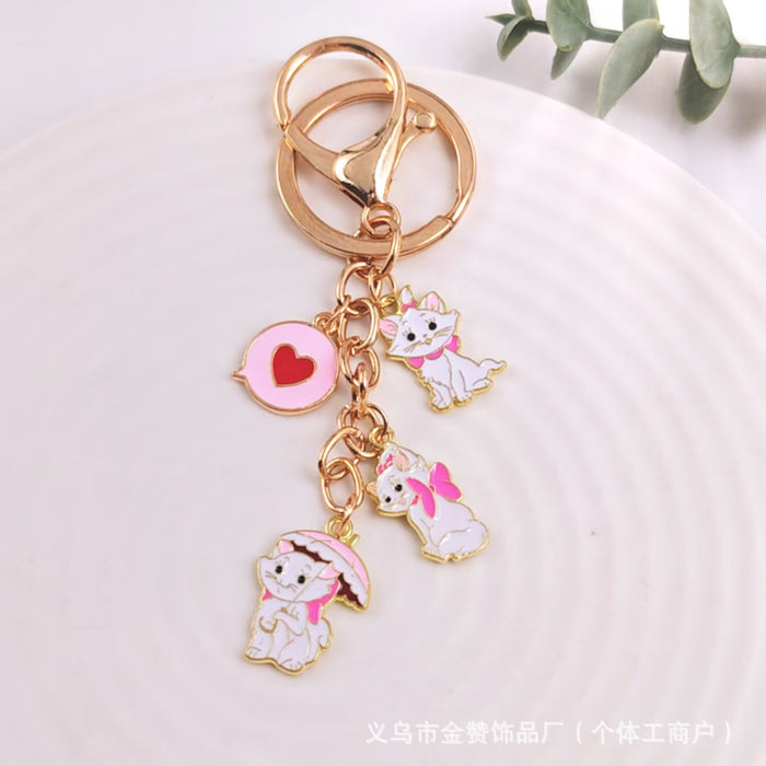 Wholesale Cartoon Cat Keychain Metal Creative Cute Cat Girlfriend Bag Pendant Couple Cat Ornament