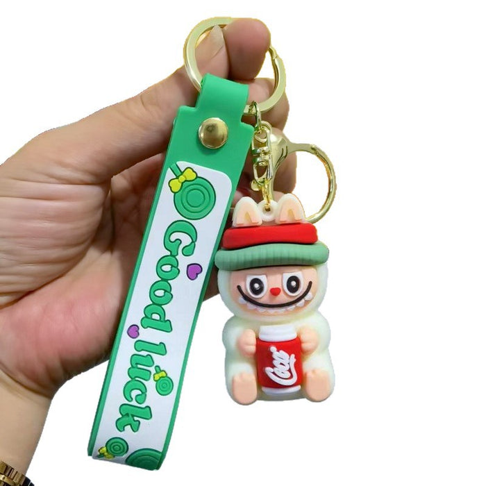 Wholesale Cute cartoon trendy schoolbag pendant keychain furry cute little monster