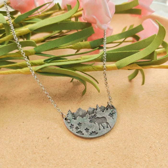 Wholesale 2pcs retro square turquoise bohemian style necklace