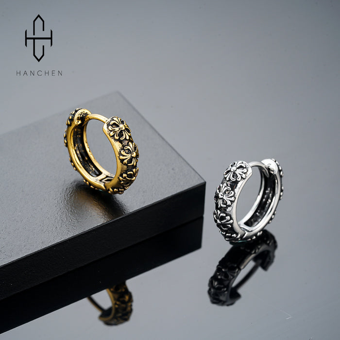 Wholesale Cross earrings, fashionable retro personalized design, patterned ear buckles, women's high-end and versatile earrings