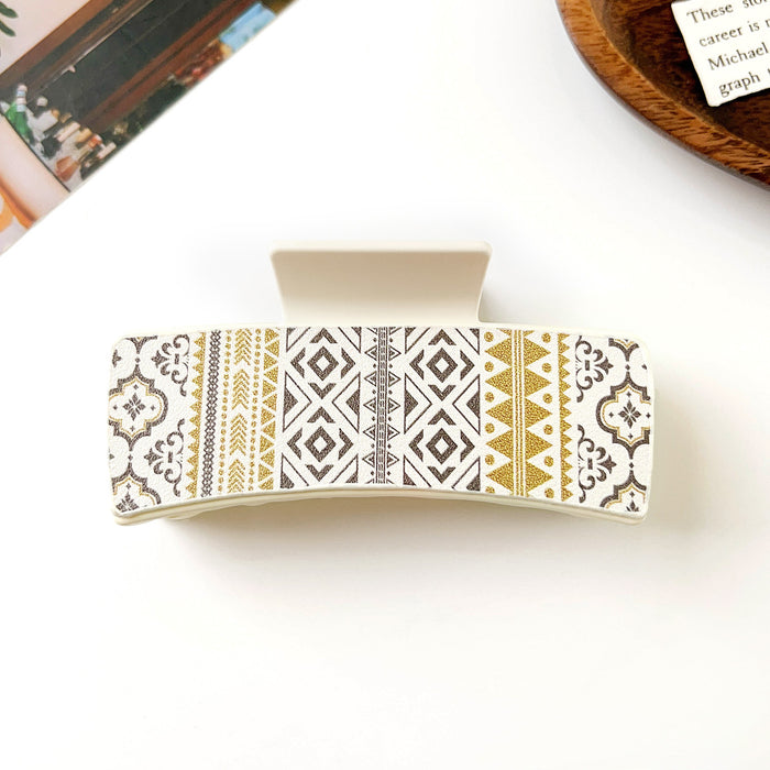 Wholesale Pu Printed Shark Clip Western Style Retro Leather Hairpin Hair Grabber Hair Accessories