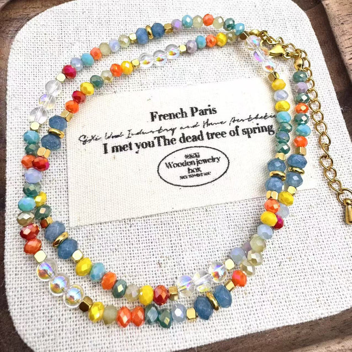Wholesale Pearl Crystal Necklace Colorful Four Seasons Wear Light Luxury Fashion Collar Chain
