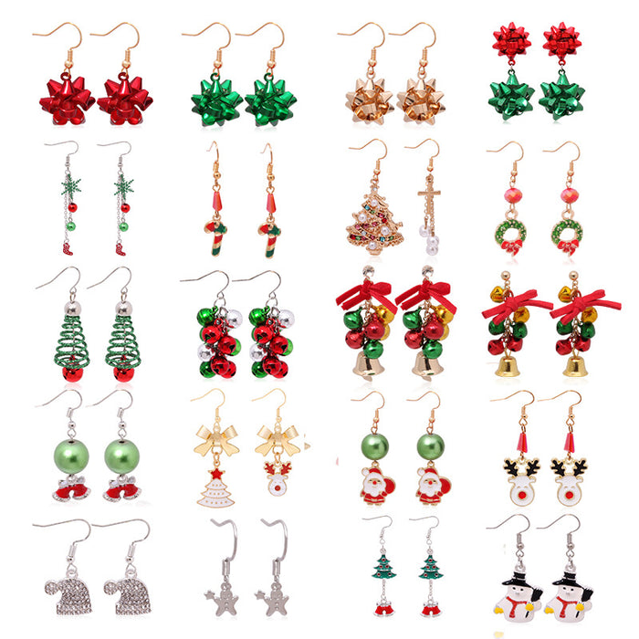 Wholesale 3pcs Alloy Diamond Color Bell Snowflake Christmas Tree Earrings JDC-ES-BinL015