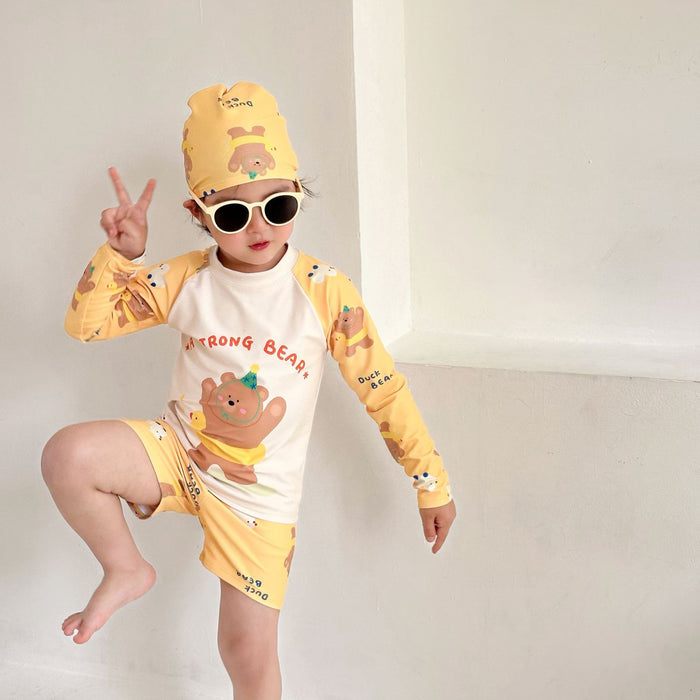 Wholesale New Boys' Split Swimsuit, Children's Long Sleeve Set, Quick Drying Swimsuit, Boys', Middle and Small Children's Baby Swimsuit