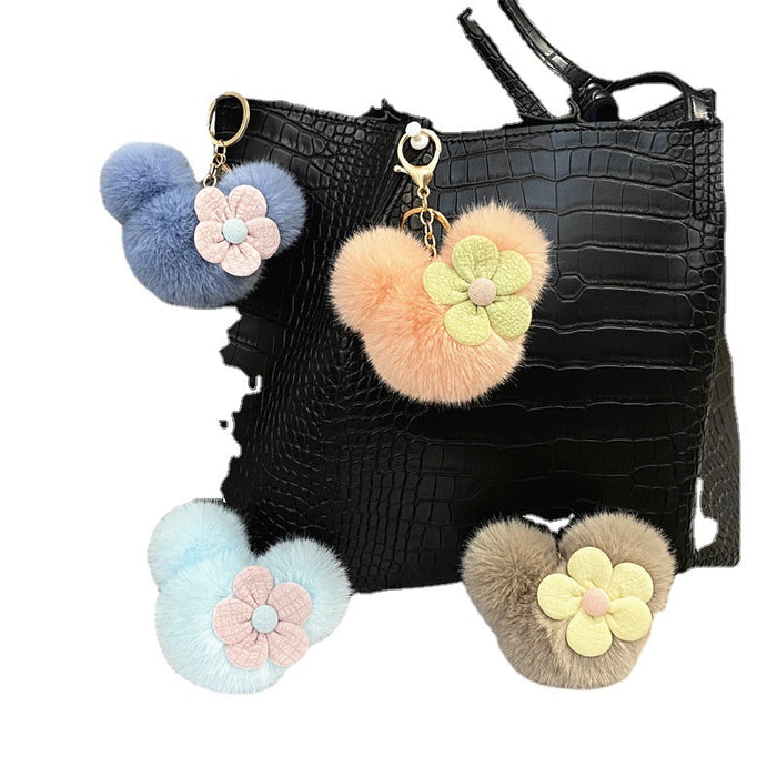 Wholesale Creative Cartoon Head Keychain Cute Plush Bag Pendant Car Key Chain Pendant Accessories Small Gift