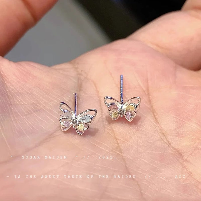 Wholesale Colorful Zircon Butterfly Earrings JDC-ES-PangD003