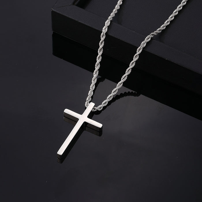 Wholesale titanium steel glossy cross pendant men's stainless steel necklace