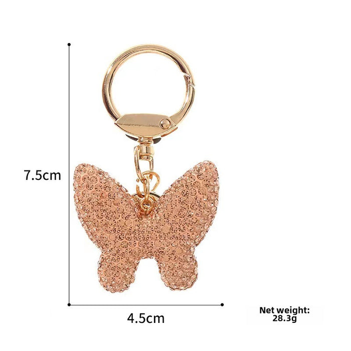 Wholesale diamond butterfly keychain female full diamond couple butterfly keychain ring bag pendant