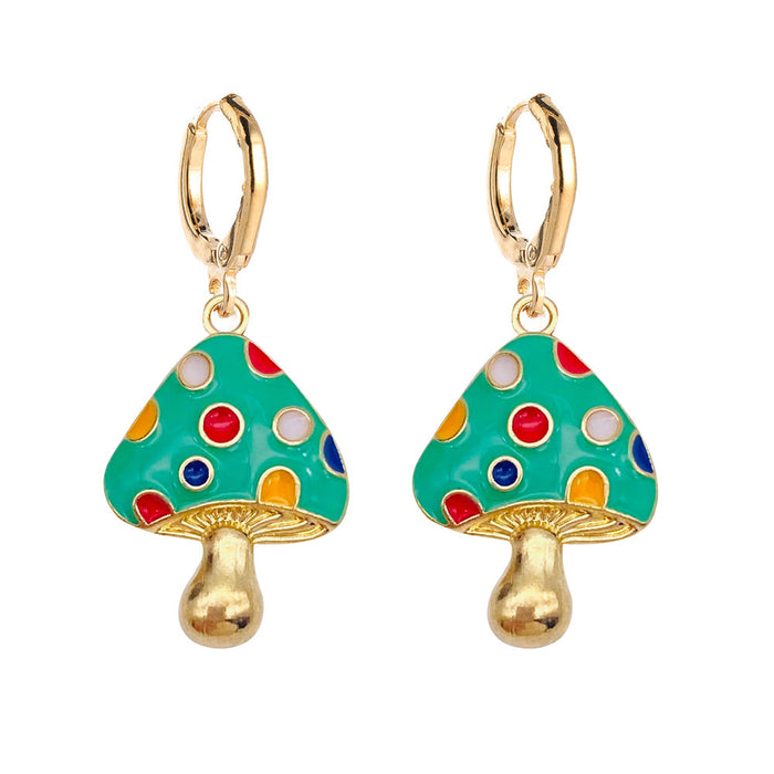 Wholesale Colorful Three-dimensional Mushroom Earrings Alloy Oil Drop JDC-ES-YaChen015