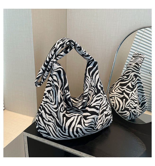 Wholesale Zebra Print Japanese Style Simple Canvas Leopard Print Bag for Women JDC-SD-HT035