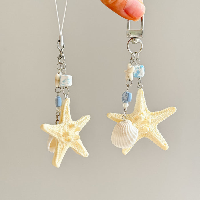 Wholesale Natural Shell Decoration Keychain Starfish Pendant Holiday Bag Hanging Decoration