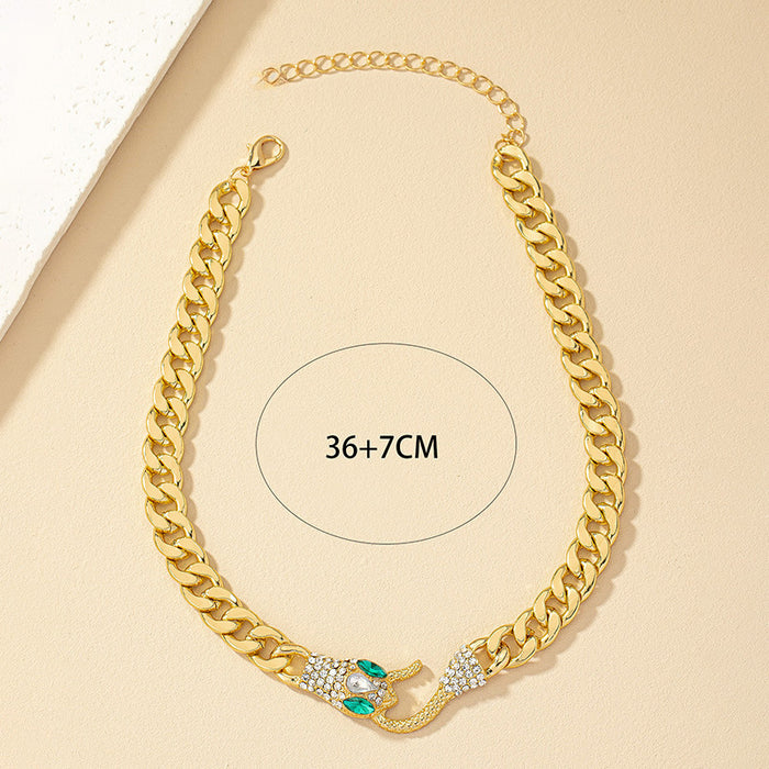 Wholesale Fashion Metal Rhinestone Snake Clavicle Chain Personality Temperament Necklace