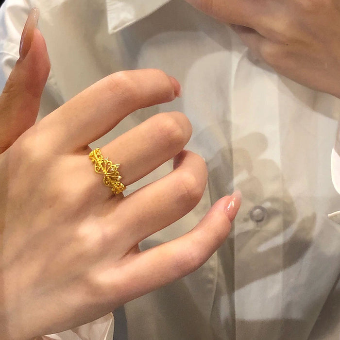 Wholesale Crown ring female  zircon adjustable  finger ring