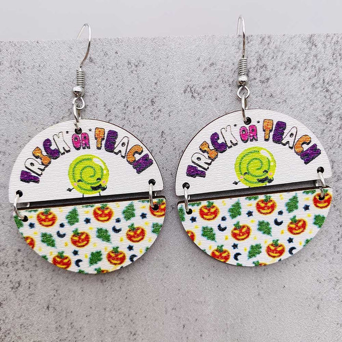 Wholesale  earrings,  double piece wooden pumpkin holiday accessories