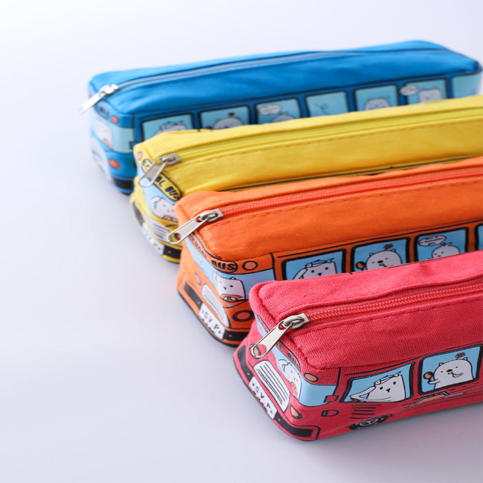 Wholesale Canvas Student Stationery Bus Pencil Bags