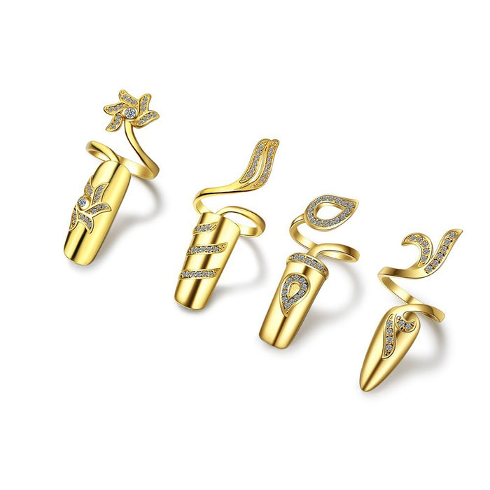 Wholesale Fashion nail joint ring four piece set jewelry accessories light luxury high-end ring set