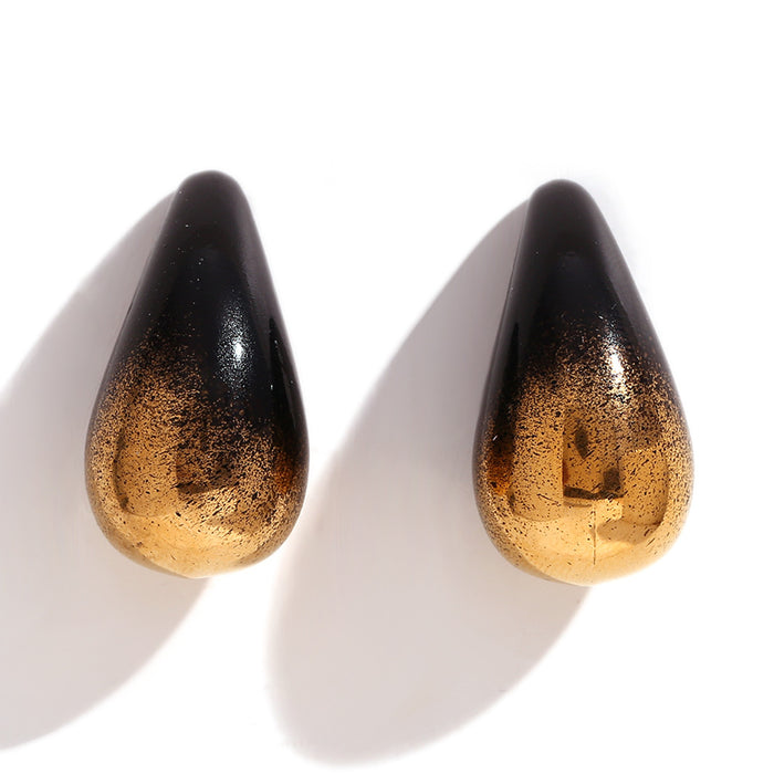 Wholesale Stainless Steel Plated 18K Gold Spray Painted Water Drop Earrings JDC-ES-MengJ004