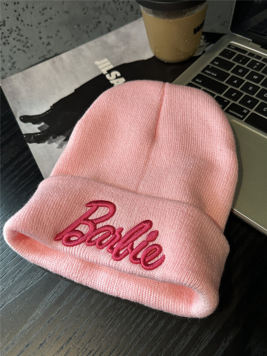 Wholesale Pink Embroidered knitted hat