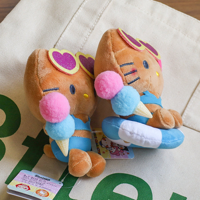 Wholesale Ice Cream Swim Ring cat Pendant Plush Doll Hawaiian Black cat Doll Bag Pendant