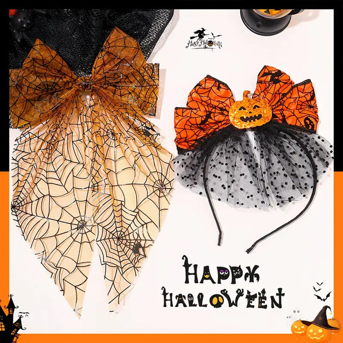 Wholesale Pumpkin Ghost Headband with Web Bow Decorative