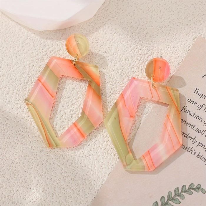 Wholesale Earrings Stripe Geometric Shape Acrylic Earrings JDC-ES-JiaYi011