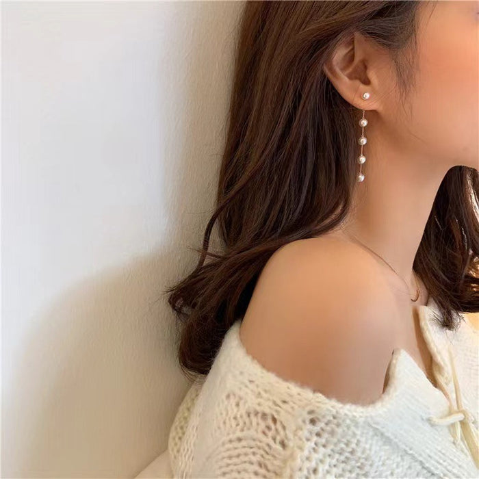 Wholesale Tassel Long Earrings Pearl Long Chain Women's Jewelry