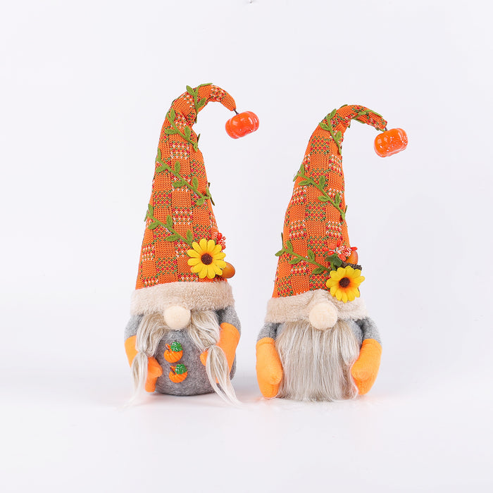 Wholesale Pumpkin Sunflower Faceless Doll Dwarf Ornament Window Decoration Harvest Festival Doll