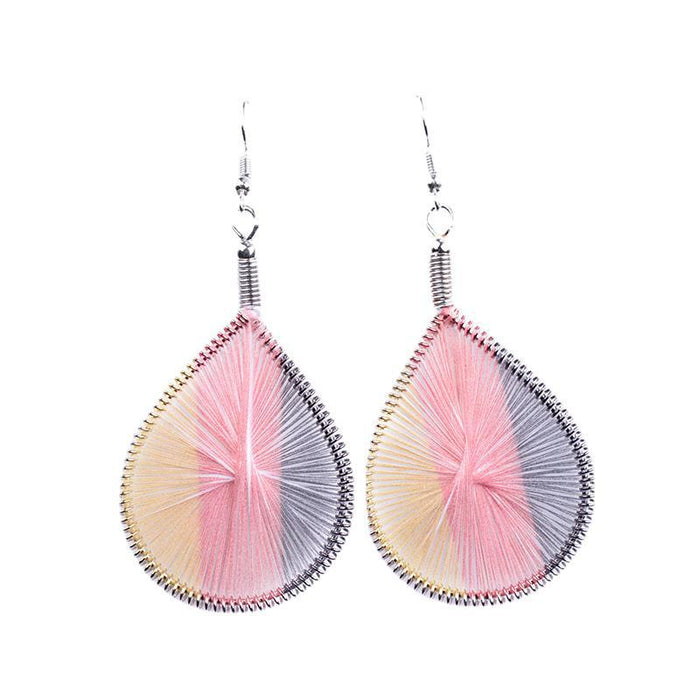 Wholesale Fashionable and trendy silk earrings, handmade oval exaggerated earrings accessories