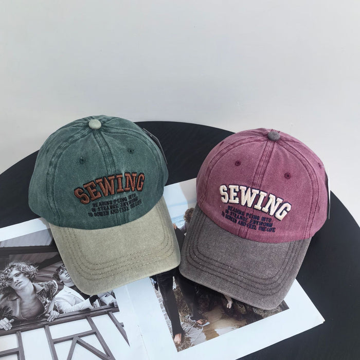 Wholesale Versatile duckbill hat washed with retro embroidery, used sun hat, casual sun protection baseball hat