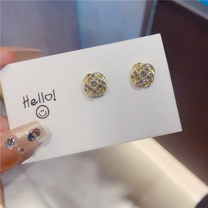 Wholesale Silver needle light luxury niche super sparkling full diamond flower earrings versatile temperament zircon earrings earrings